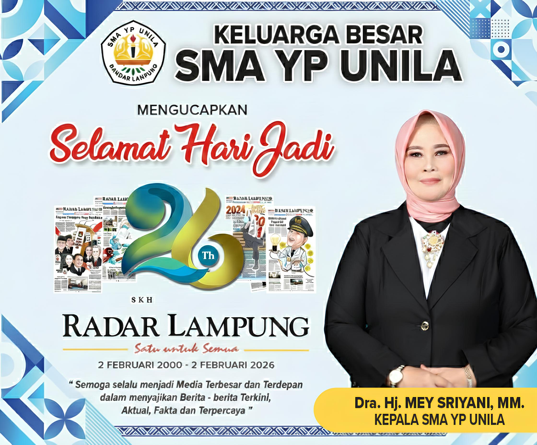 Ucapan HUT Radar Lampung YP Unila