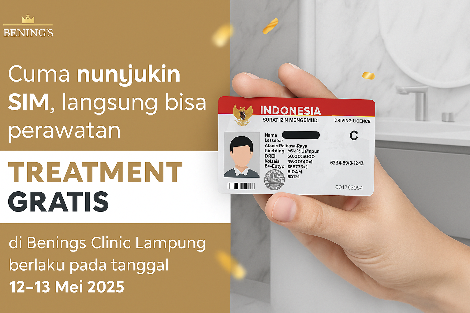 Perawatan Gratis di Bening’s Clinic Lampung, Cukup Tunjukkan SIM!