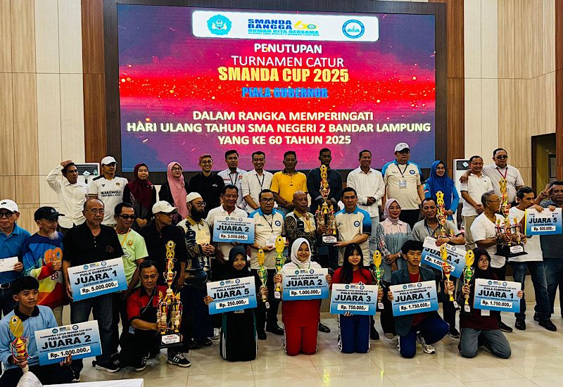 Turnamen Catur Smanda Cup HUT Ke-60 SMAN 2 Bandar Lampung Resmi Ditutup, Ini Daftar Juara di Setiap Kategori