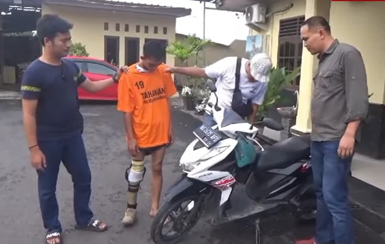 Pria Berkaki Palsu Di Lampung Masih Nekat Curi 5 Unit Motor