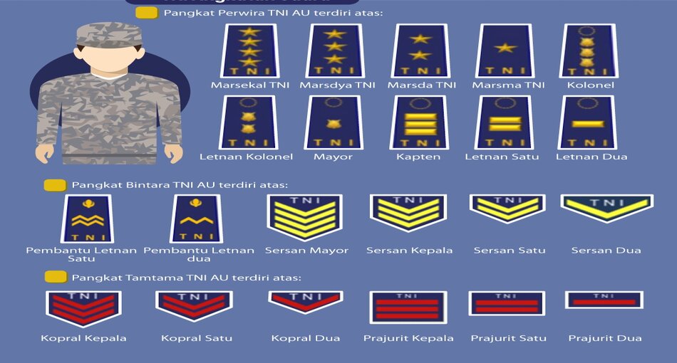 Pangkat Pasukan Penjaga Langit Indonesia : Jenderal hingga Tamtama di TNI Angkatan Udara.