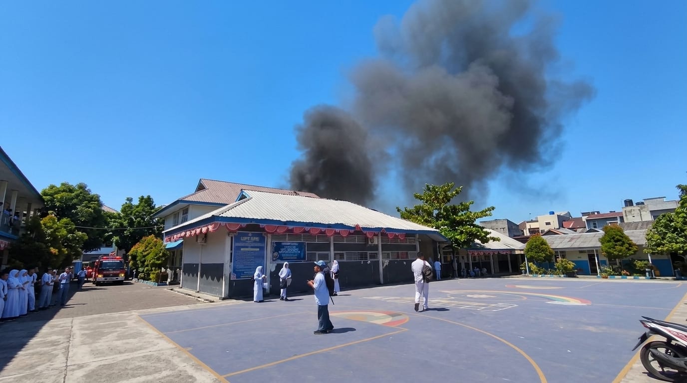 Kebakaran Terjadi di Belakang SMA Negeri 5 Makassar, Siswa Sempat Panik