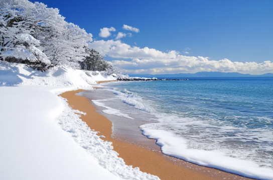 Fenomena Alam Langka di Jepang: Pantai Shirahama di Hokkaido, Tempat Salju dan Laut Bertemu