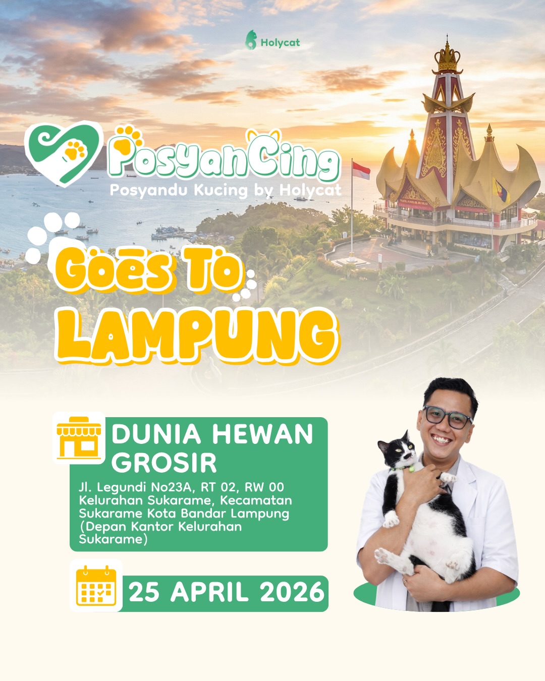 POSYANCING by Holycat Hadir di Lampung, Layanan Kesehatan Kucing Gratis Digelar 25 April