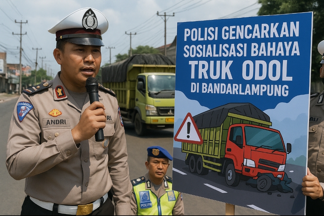Polisi Gencarkan Sosialisasi Bahaya Truk ODOL di Bandarlampung, Penindakan Menyusul
