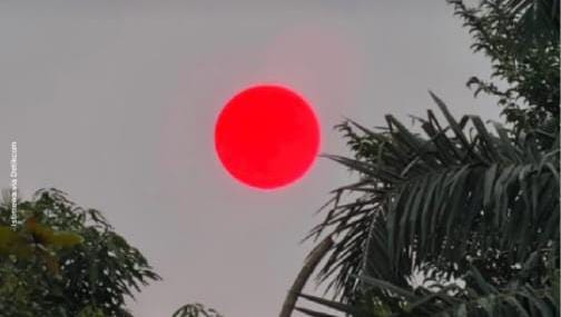 Fenomena Matahari Merah Menyala Meringis di Langit Palangka Raya Imbas Karhutla