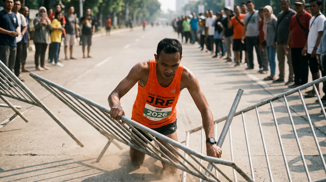 Peserta Half Marathon JRF 2026 Terobos Barikade, dr. Tirta Ingatkan Aturan Lomba