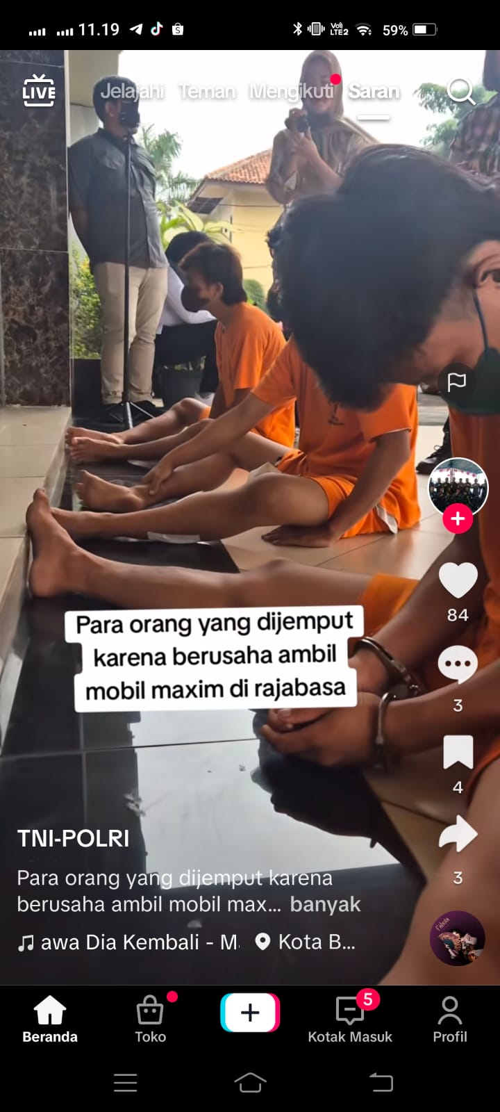 Polresta Bandar Lampung Ringkus 3 dari 4 Pelaku Begal Driver Maxim Car Dari Geng Lahat 