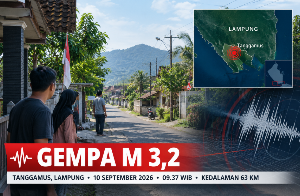 Gempa Magnitudo 3,2 Guncang Tanggamus Lampung, Terjadi Pagi Ini