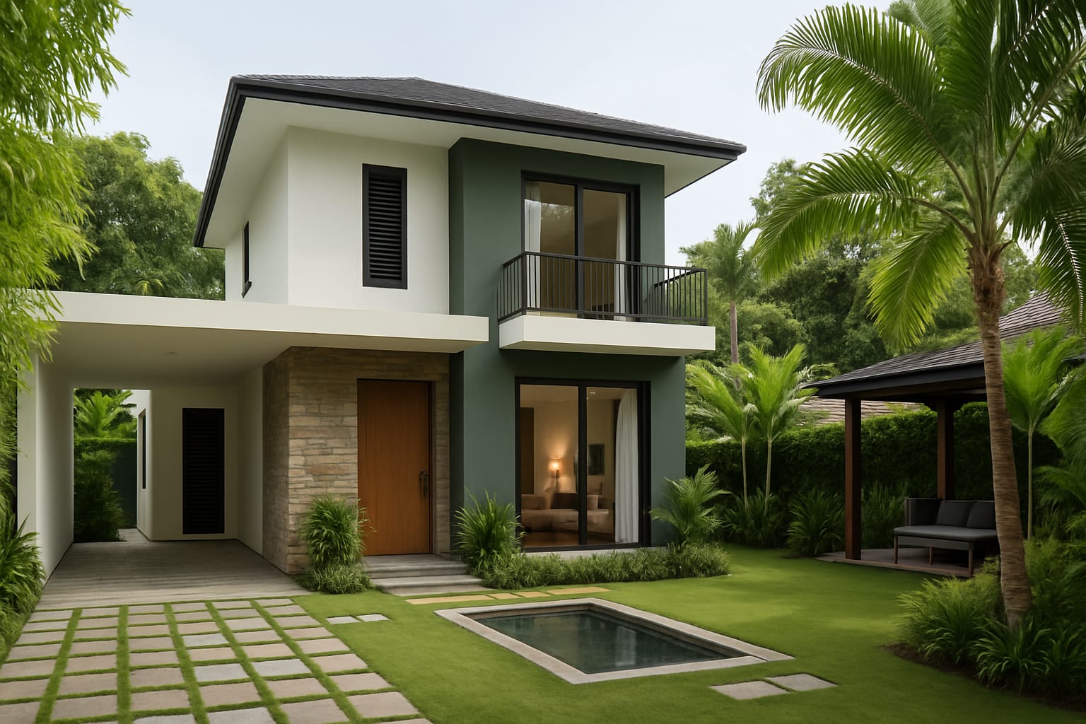 Rumah Tropis Modern dengan Sentuhan Alami