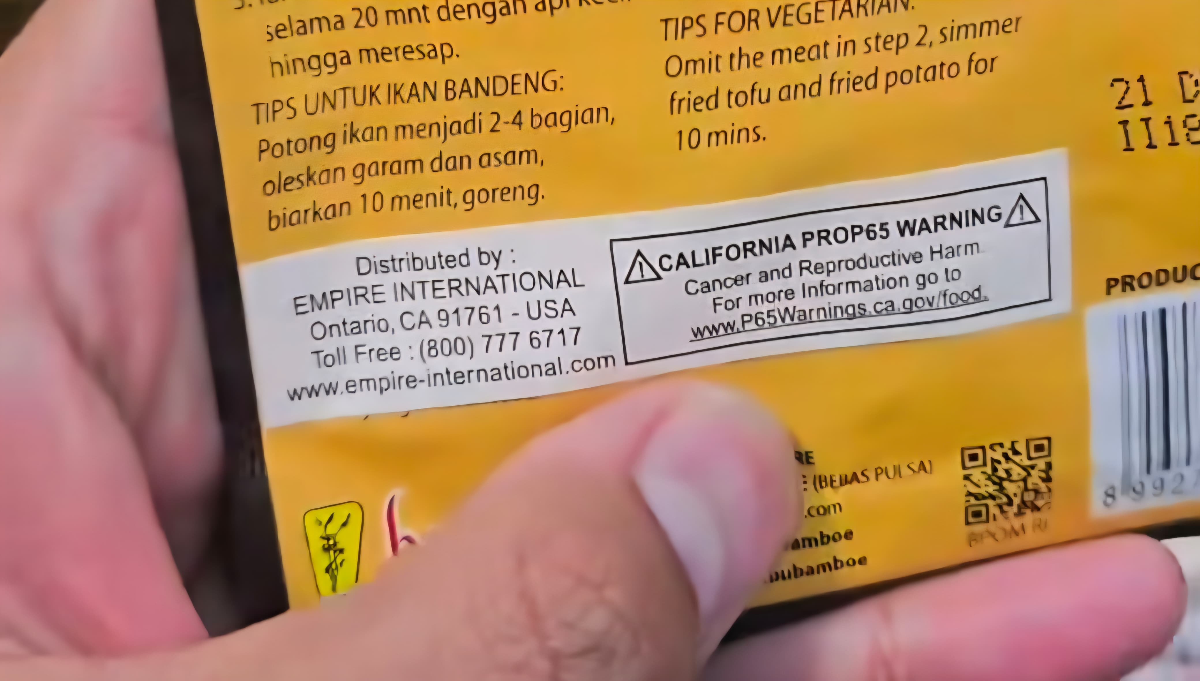 Isu Label Kanker pada Bumbu Instan Indonesia: Apa Peringatan Prop 65 California? Mari Kita Bahas.