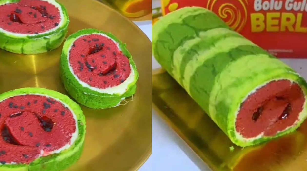 Solidaritas Palestina, Viral Warga Way Kandis Buat Kue Bolu Gulung Semangka 