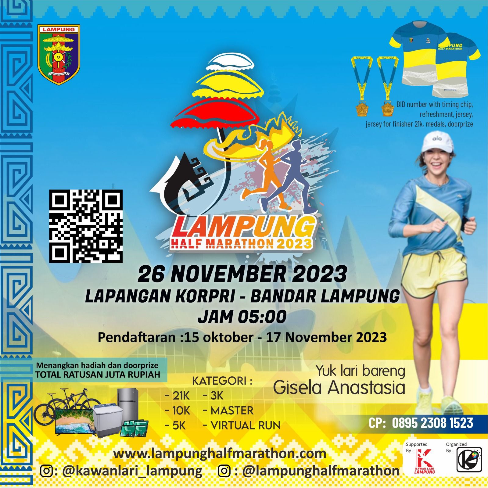 Mau Lari Bareng Gisela Anastasia Ikuti Lampung Half Marathon 2023 