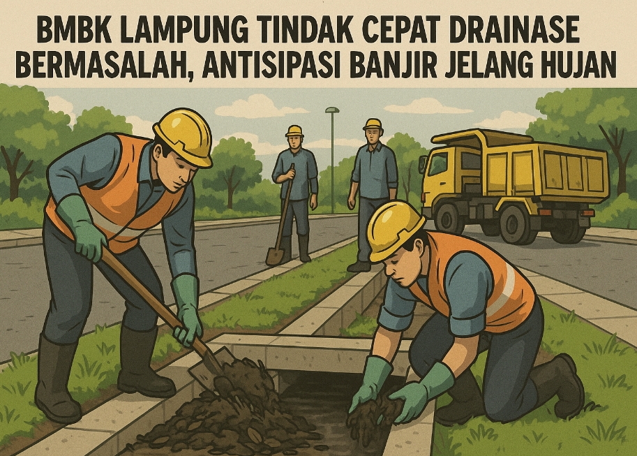 BMBK Lampung Tindak Cepat Drainase Bermasalah, Antisipasi Banjir Jelang Musim Hujan