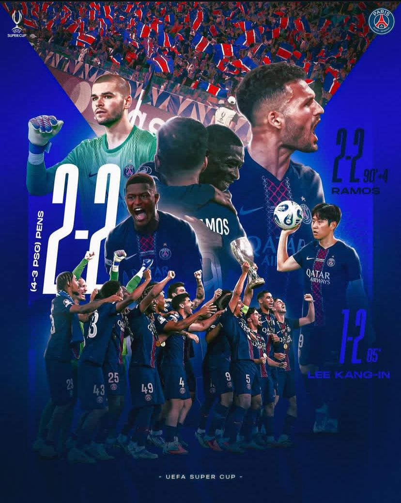 Comeback Dramatis! PSG Juara UEFA Super Cup Lewat Drama Adu Penalti Melawan Tottenham