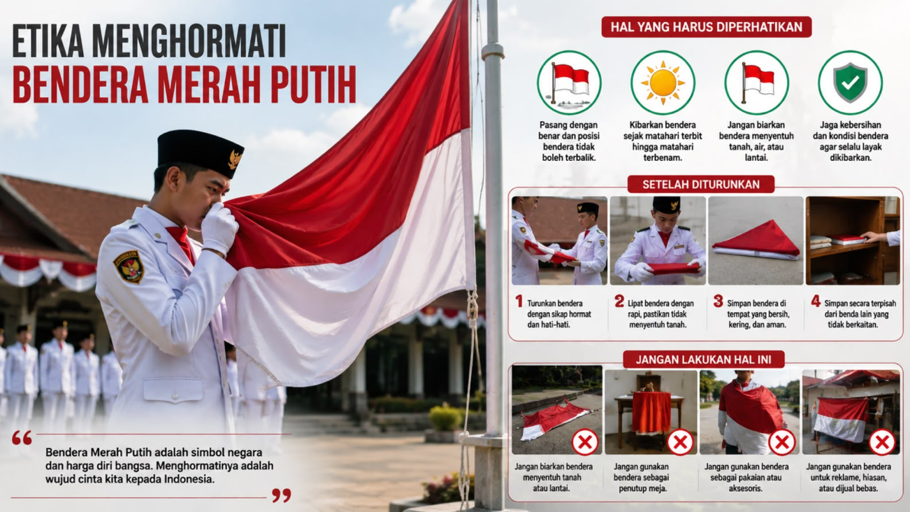 Tak Cukup Dipasang, Bendera Merah Putih Juga Harus Diperlakukan dengan Benar, Ini Etikanya