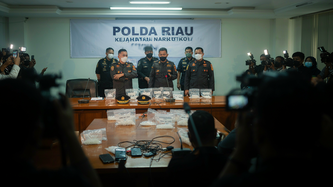 Polda Riau Gagalkan Peredaran 34,96 Kg Sabu, Lima Tersangka Diamankan