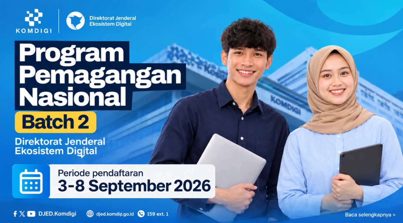 Program Pemagangan Nasional Batch 2 Komdigi Dibuka, Pendaftaran Hanya 3-8 September 2026