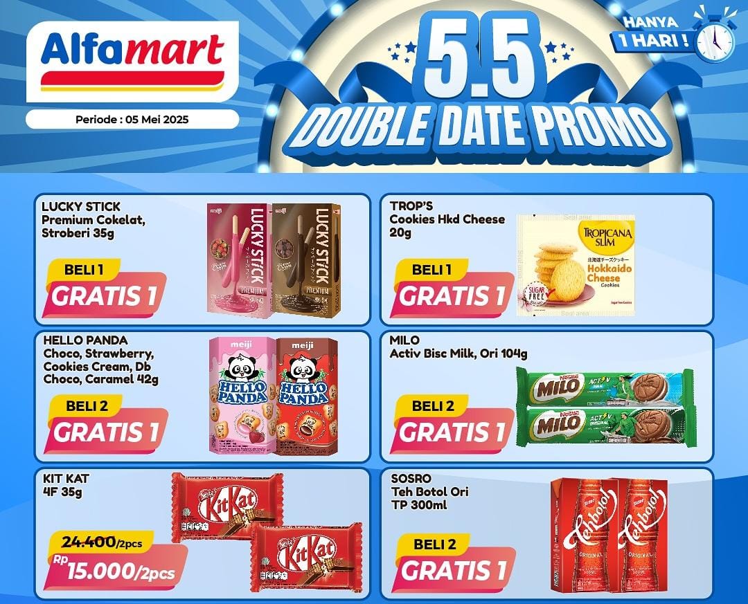 Berlaku Hari Ini, Promo 5.5 Double Date Alfamart, Buruan !
