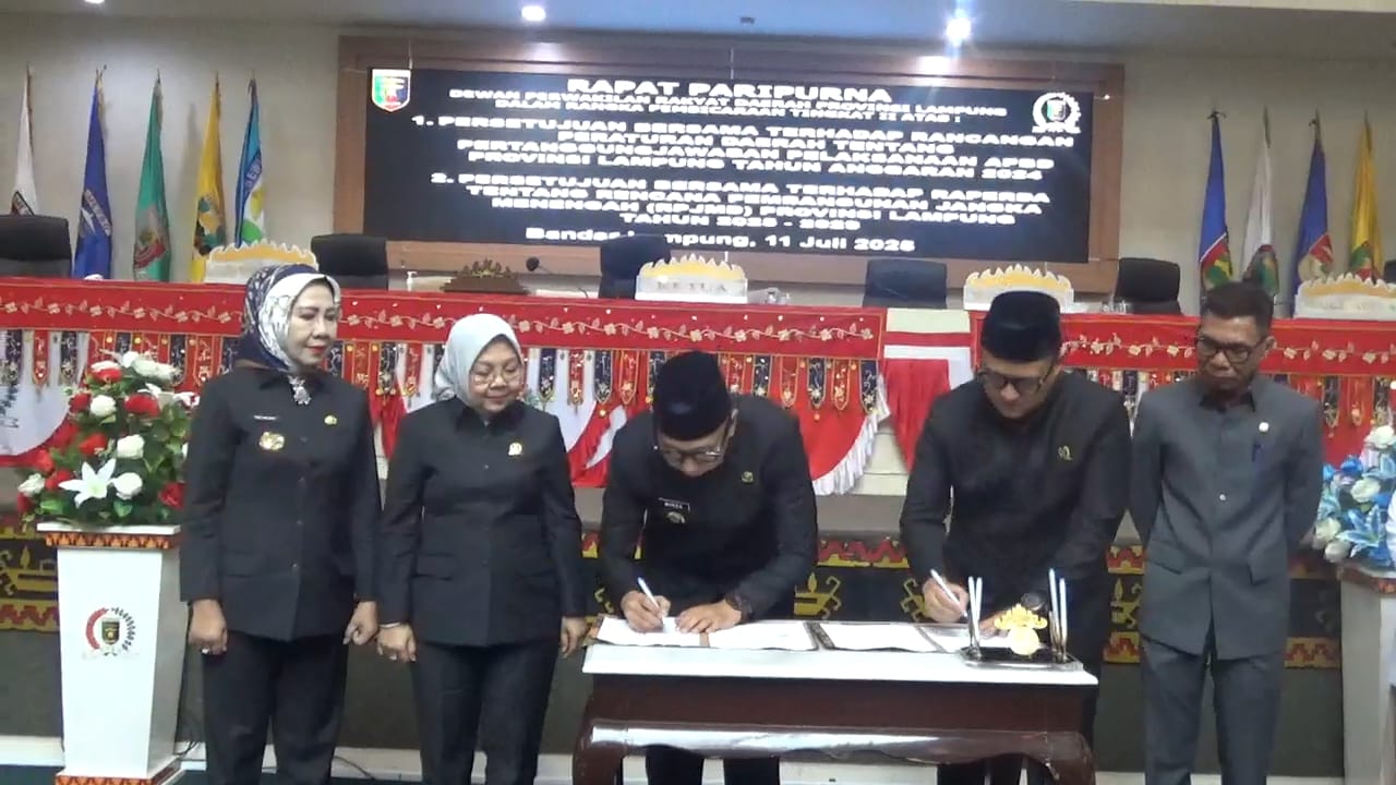 Lampung Buka Lembaran Baru, RPJMD 2025–2029 Disahkan, Menuju Indonesia Emas dengan Tantangan PAD