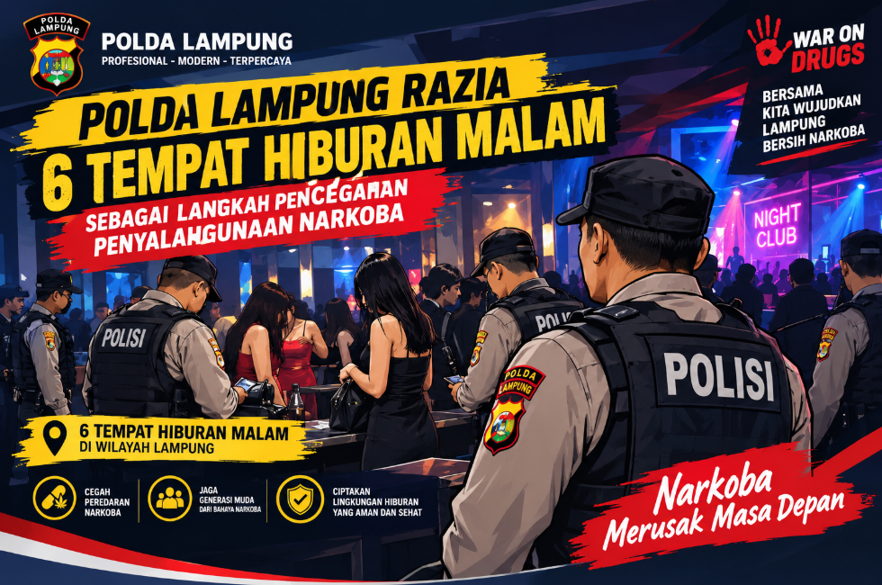Cegah Penyalahgunaan Narkoba, Polda Lampung Razia Enam Tempat Hiburan Malam