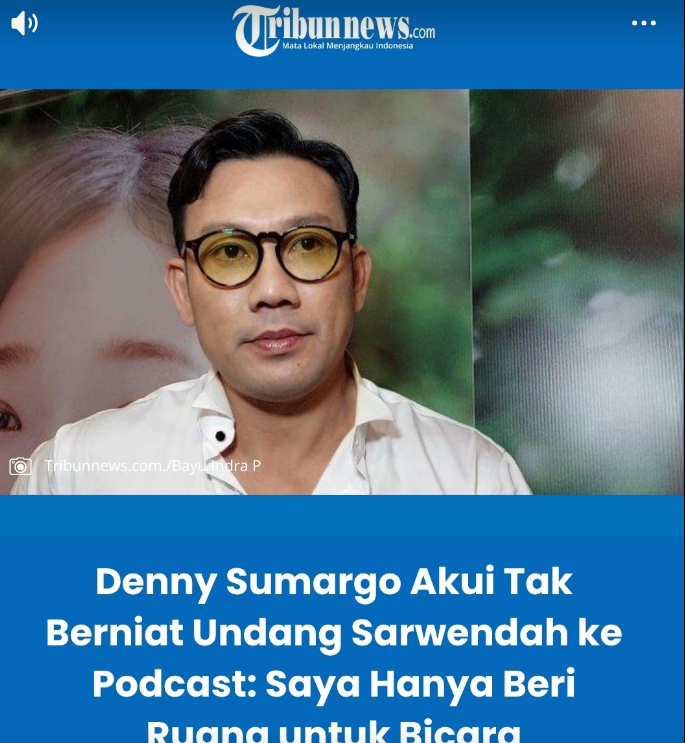 Sarwendah Datang Atas Inisiatif Sendiri, Denny Sumargo: Saya Hanya Beri Ruang