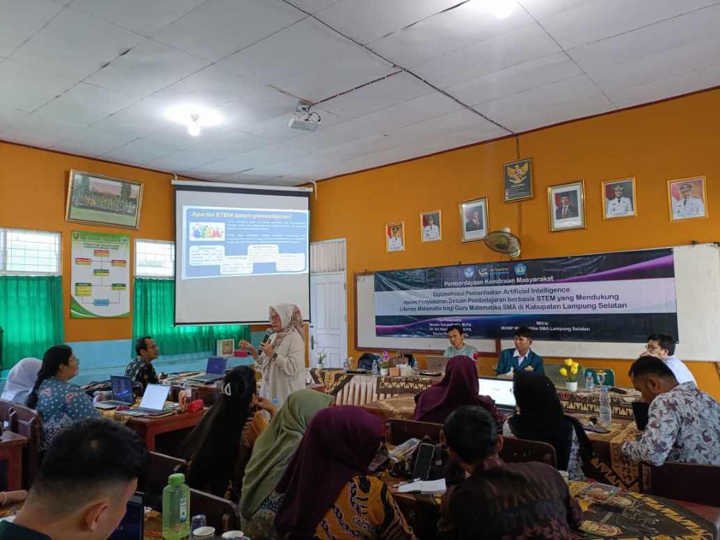 Dosen dan Mahasiswa FKIP Unila Dorong Guru Matematika Lampung Selatan Kuasai AI dalam Desain Pembelajaran STEM