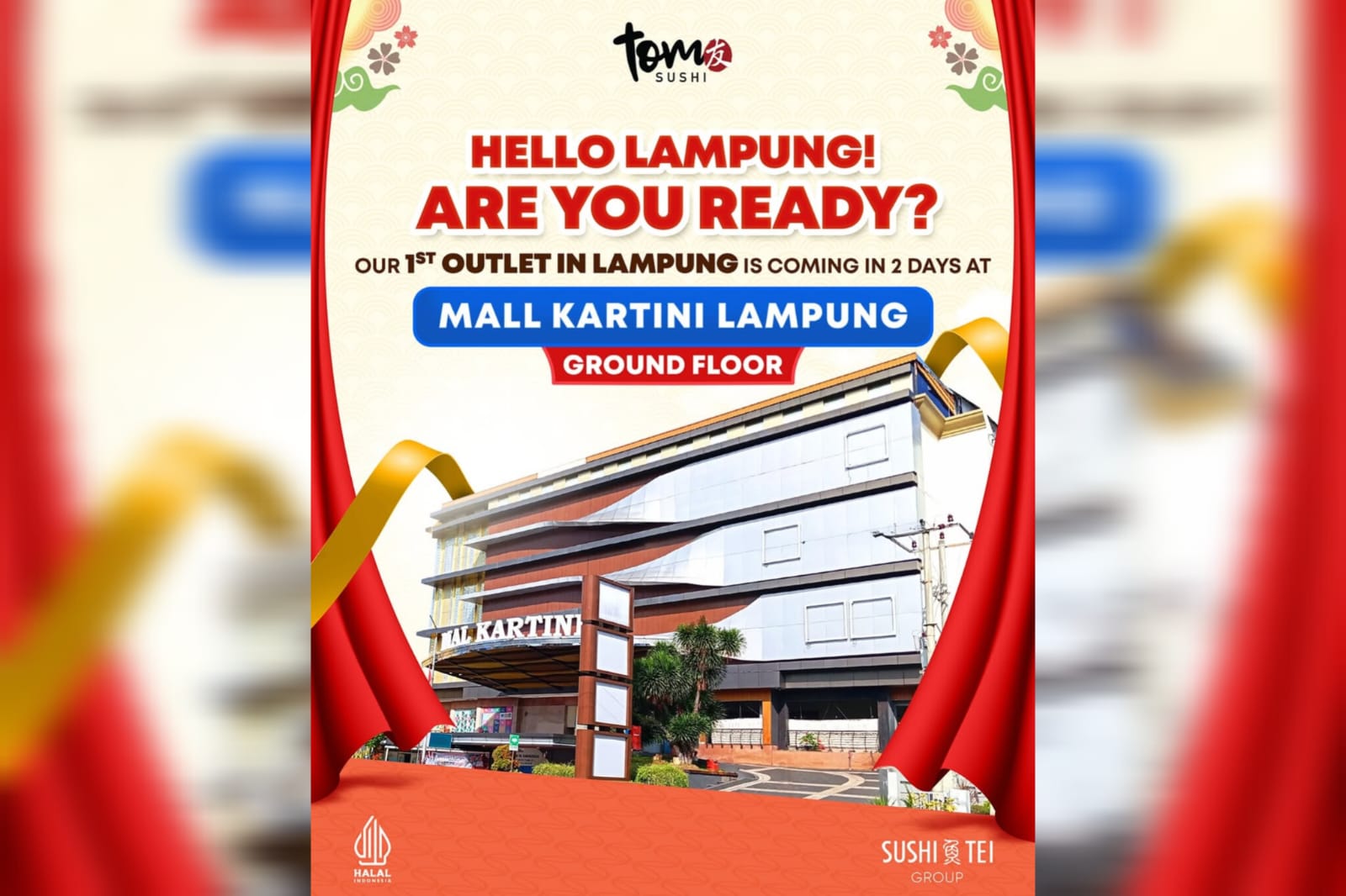 Catat Tanggalnya! Tom Sushi Segera Grand Opening di Lampung, Hadirkan Promo Serba Rp15 ribu