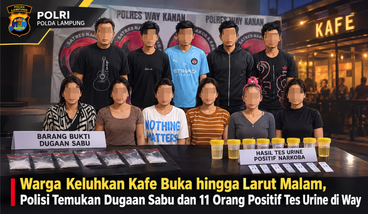 Warga Keluhkan Kafe Buka hingga Larut Malam, Polisi Temukan Dugaan Sabu dan 11 Orang Positif Tes Urine di Way