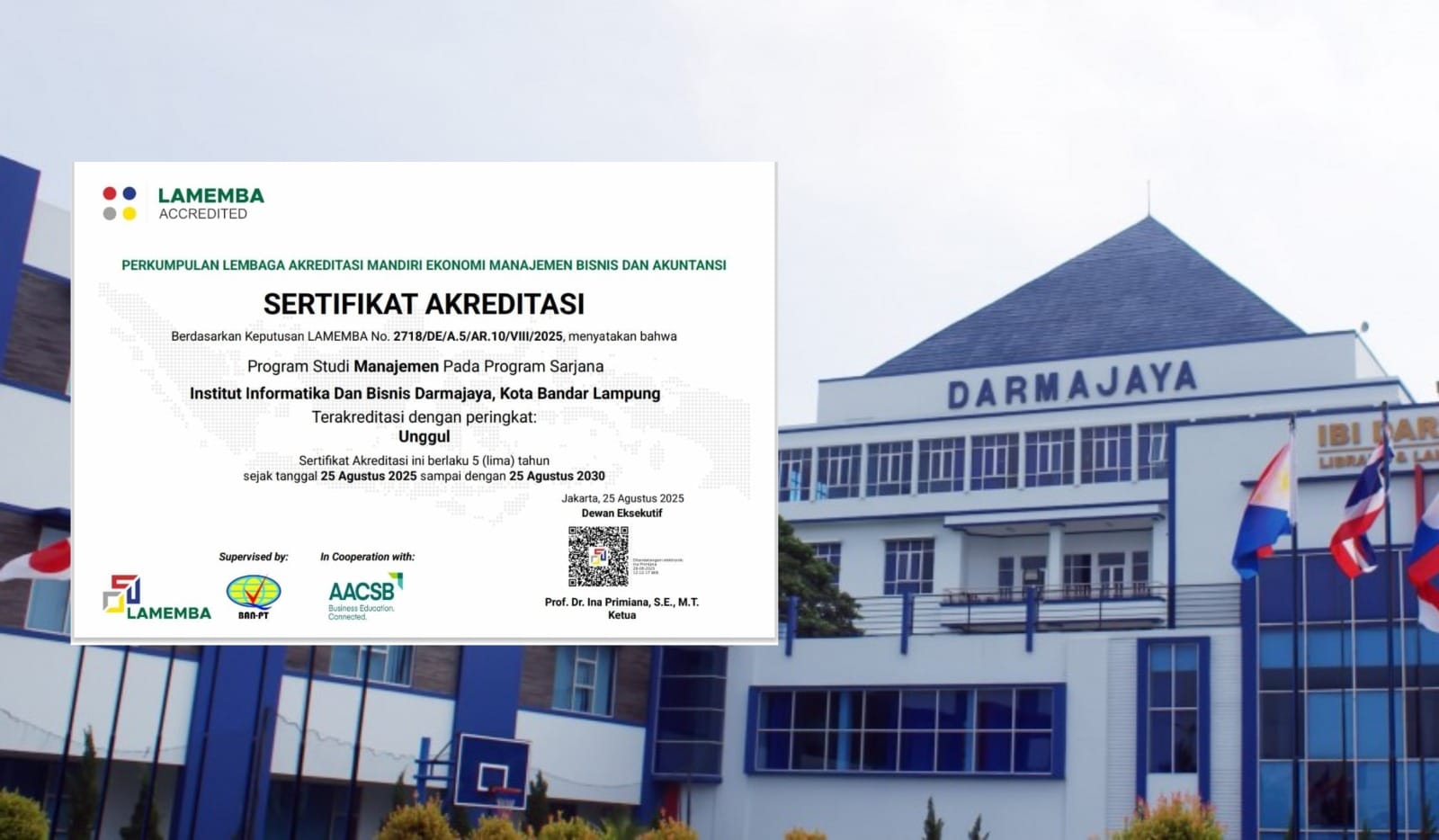 Langkah Pasti Menuju Kelas Dunia: Prodi Manajemen IIB Darmajaya Raih Akreditasi 'Unggul' dari LAMEMBA