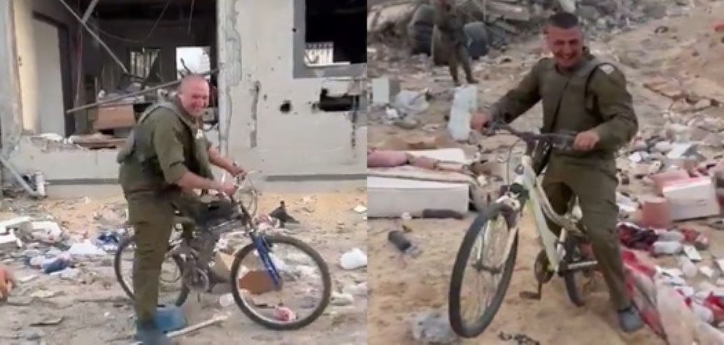 Tawa Riang Tentara Israel Mainkan Sepeda Anak Palestina Korban Bom, Netizen Sebut Gak Ada Hati