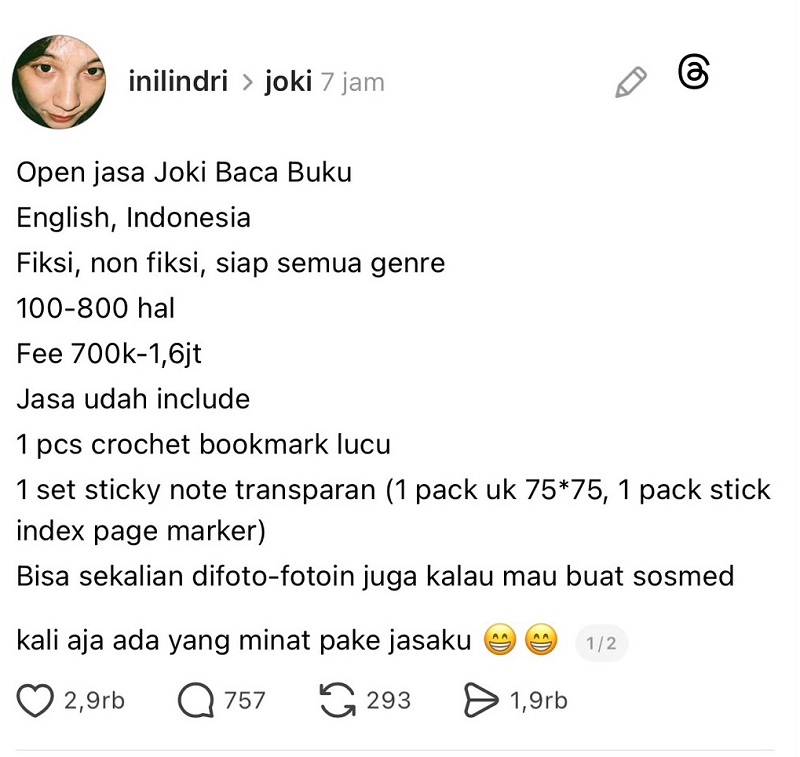 Bukan Cuma Joki Tugas, Kini Ada Joki Baca Buku yang Dibayar hingga Rp1,6 Juta