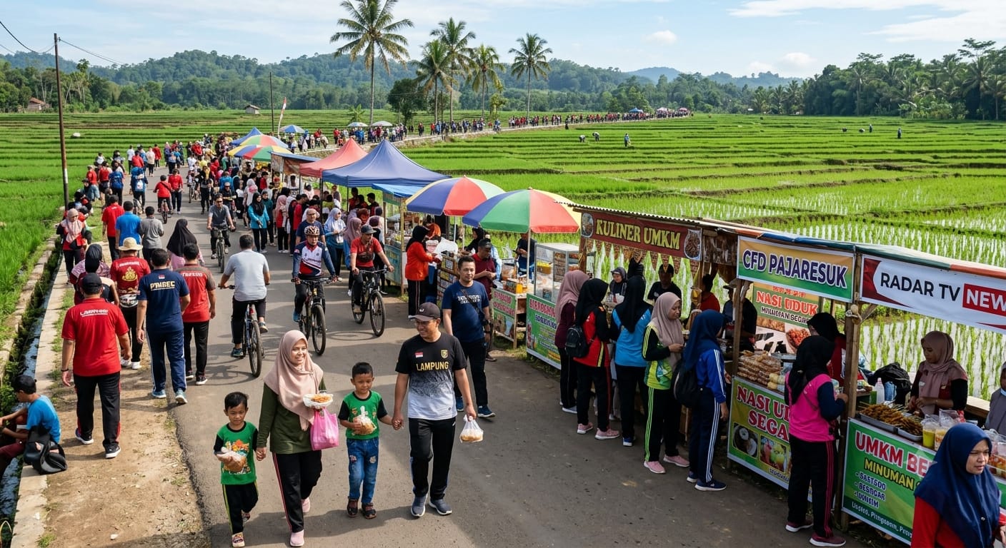 Warga Pringsewu Antusias Sambut CFD Kuliner di Tanggul Pajaresuk