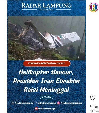 Helikopter Hancur, Presiden Iran Ayatollah Ebrahim Raisi Wafat