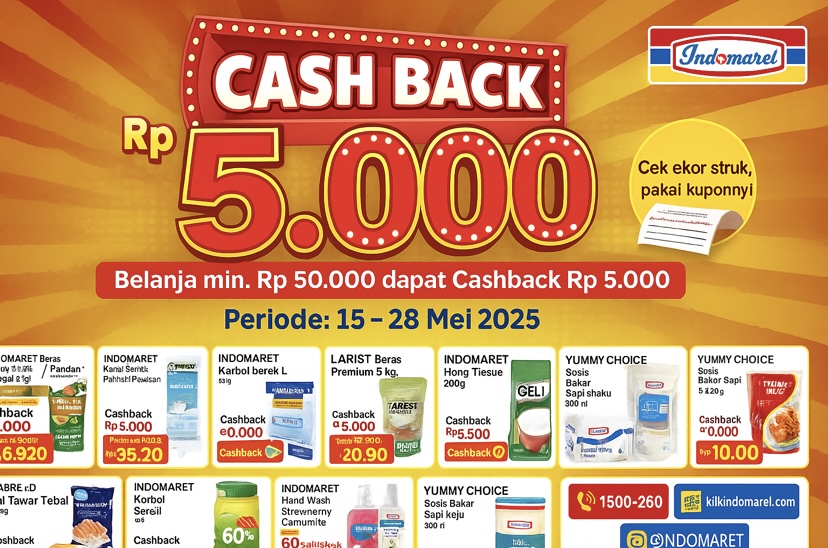 Indomaret Hadirkan Promo Cashback Rp5.000, Belanja Hemat Makin Seru!
