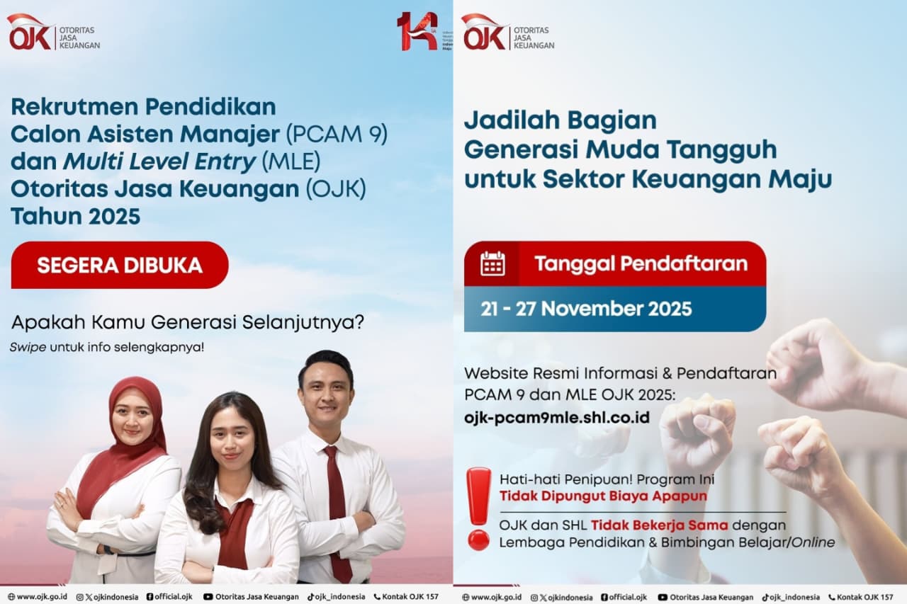 OJK Buka Rekrutmen PCAM Batch 9 dan MLE, Pendaftaran Mulai Hari Ini!