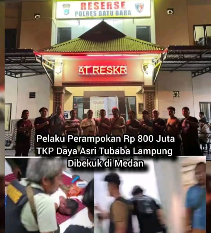 3 Perampok Uang Tunai Rp800 Juta Tubaba Diamankan di Batubara Sumatra Utara