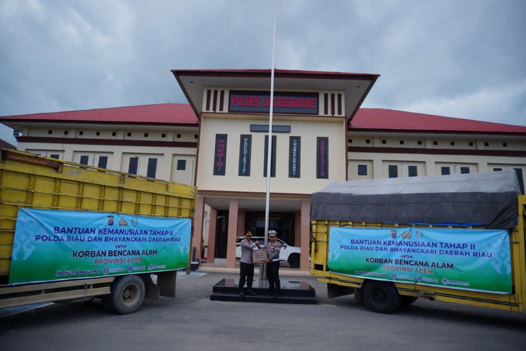Polda Riau Serahkan Bantuan Kemanusiaan Gelombang Kedua Korban Bencana Alam di Aceh