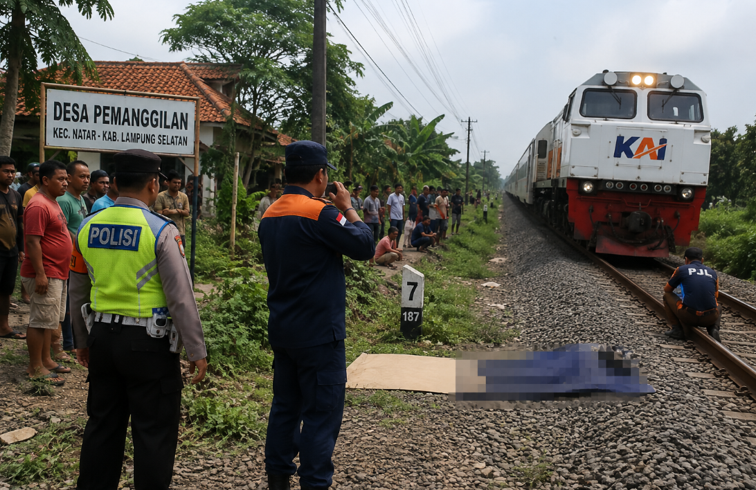 Warga Natar Tewas Tertemper Kereta Api di Desa Pemanggilan