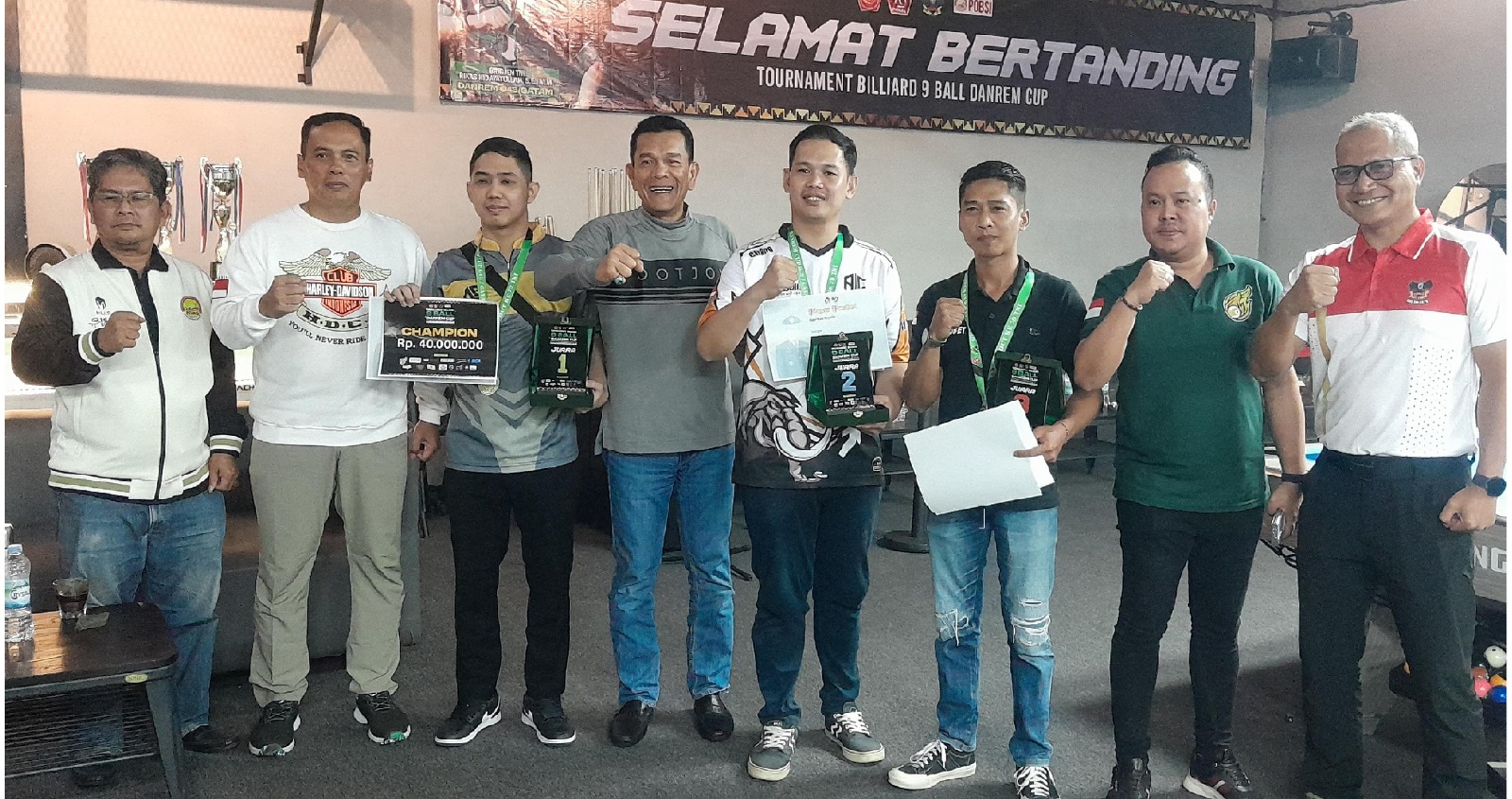 Sukses Digelar, Turnamen 9 Ball Danrem Cup Jadi Ajang Pembibitan Atlet Billiard Lampung