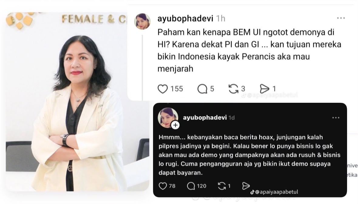 Cuitan Soal Demo BEM UI Viral, Dokter Ayu Bopha Devi Diakhiri Kerja Samanya oleh Klinik First Care
