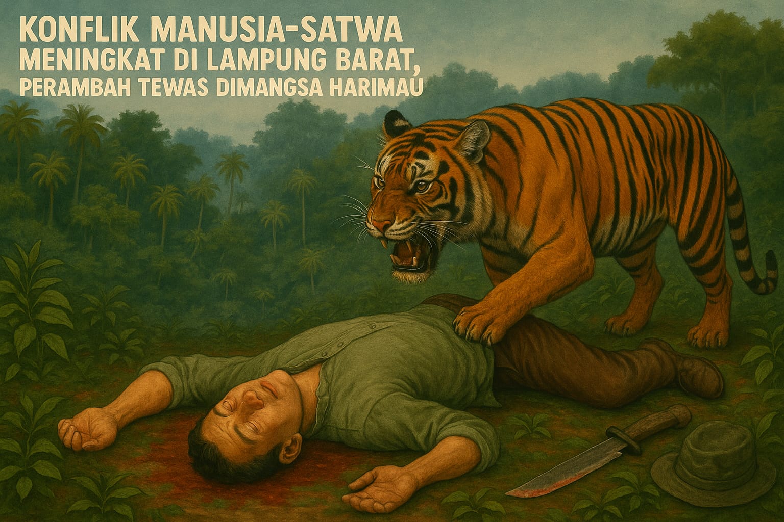 Konflik Manusia-Satwa Meningkat di Lampung Barat, Perambah Tewas Dimangsa Harimau