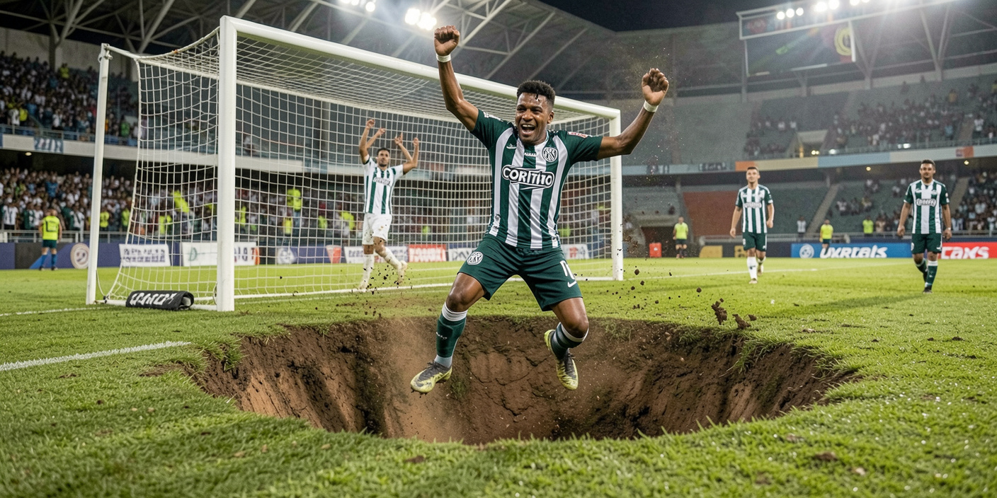 Selebrasi Berujung Celaka, Pemain Coritiba Terperosok ke Lorong dan Gol Dianulir VAR