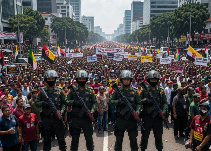 767 Personel Gabungan Amankan Dua Aksi Demonstrasi di Jakarta Pusat