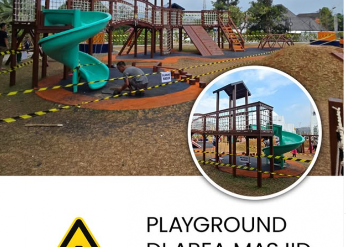 Playground Masjid Raya Al-Bakrie Rusak Sepekan Usai Peresmian, Kini Mulai Diperbaiki