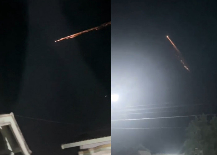 Fenomena Langit di Lampung Timur, Warga Saksi Bongkahan Api Mirip Rudal
