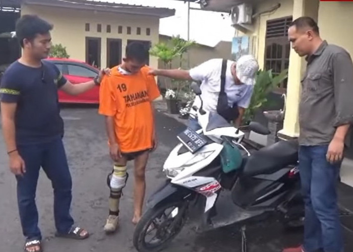 Pria Berkaki Palsu Di Lampung Masih Nekat Curi 5 Unit Motor