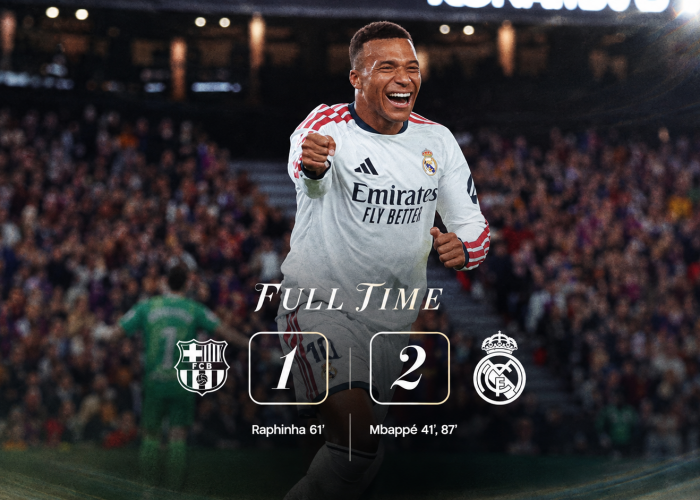 Brace Mbappe Antar Real Madrid Bungkam Barcelona 2-1 di El Clasico