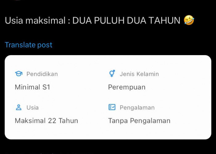 Viral! Unggahan Syarat Kerja dengan Usia Maksimal 22 Tahun, Menuai Banyak Perhatian dan Kritik Netizen