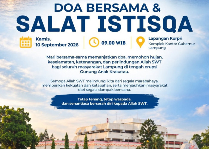 Pemprov Lampung Gelar Salat Istisqa, Berharap Hujan Redakan Dampak Abu Vulkanik